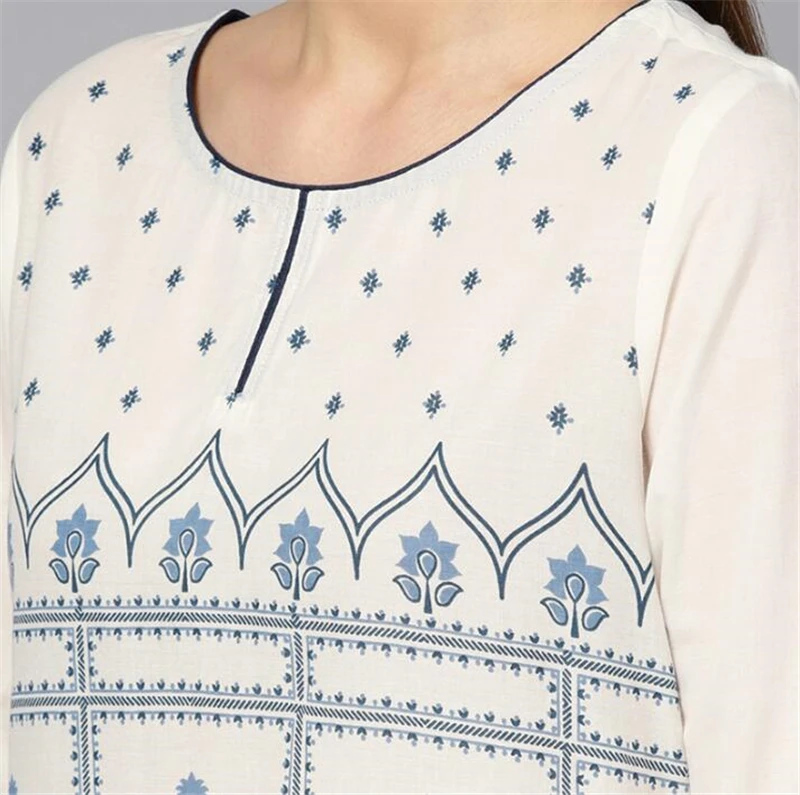 Женское платье с принтом в этническом стиле хлопковое элегантное рукавом три