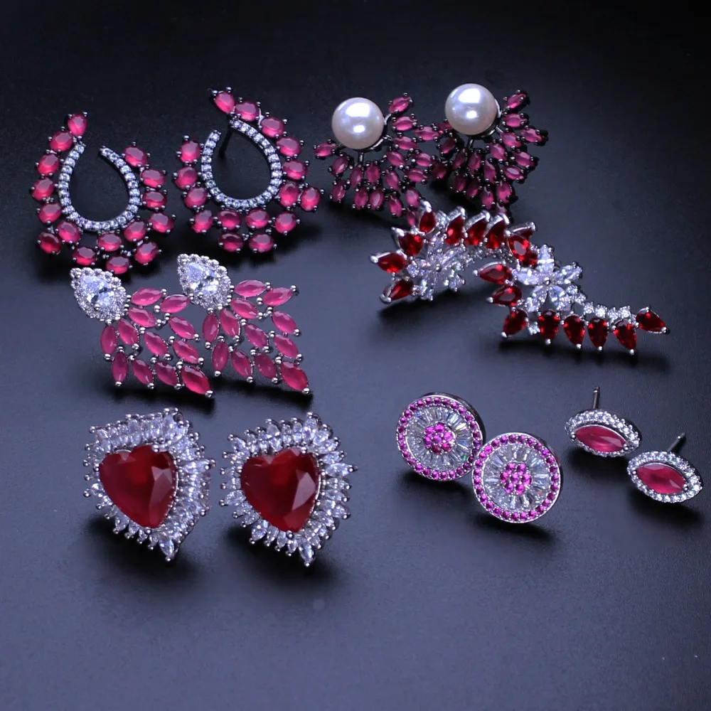 Винтаж Цвет Красный сережки шпильки оптом серьги вечерние модные украшения для