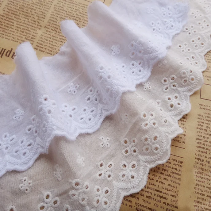 

Beige/White 100% Cotton Cloth Embroidery Lace Fabric DIY Lace Decoration Width 8cm 10Yds/lot