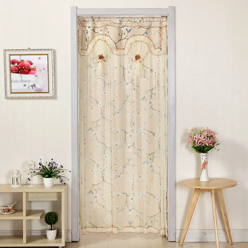 Счастливый медведь двухслойная Тюль Ткань дверной занавес кружевная ткань двери