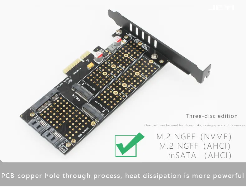 JEYI SK16 M.2 NVMe SSD NGFF для PCI-E3.0 X4 адаптер M Key B Ключ mSATA add on card Suppor PCI Express 3,0 3 в 1 dual 12v+ 3,3 v
