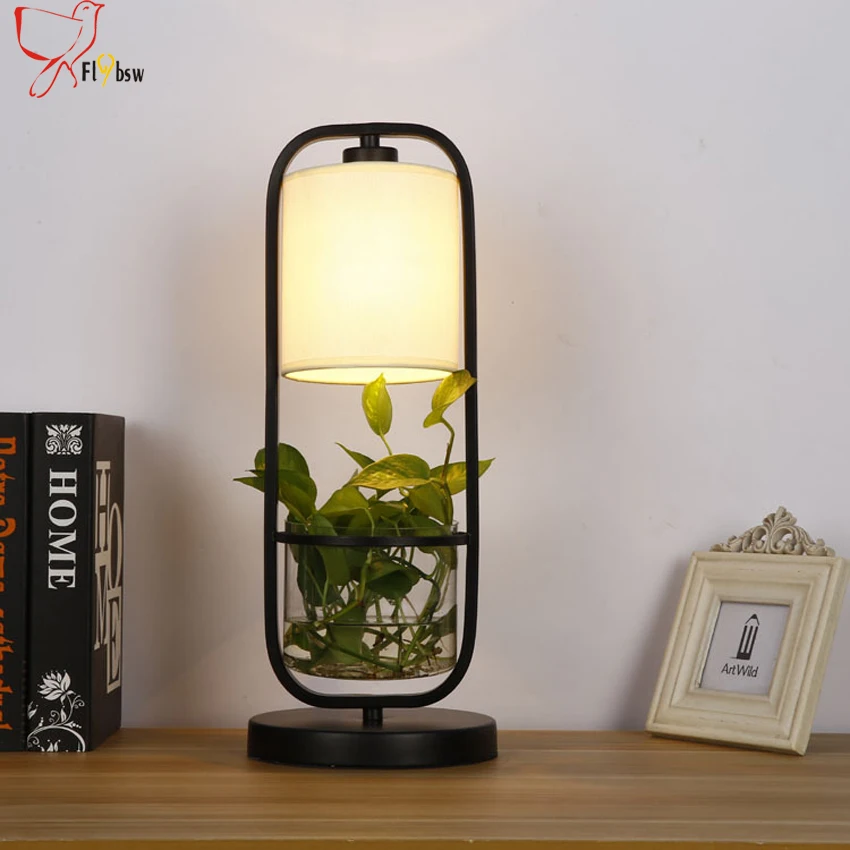 Modern simple Potted Plant table lamp bedroom/retaurant/cafe/bar decorative garden style iron&glass desk | Лампы и освещение