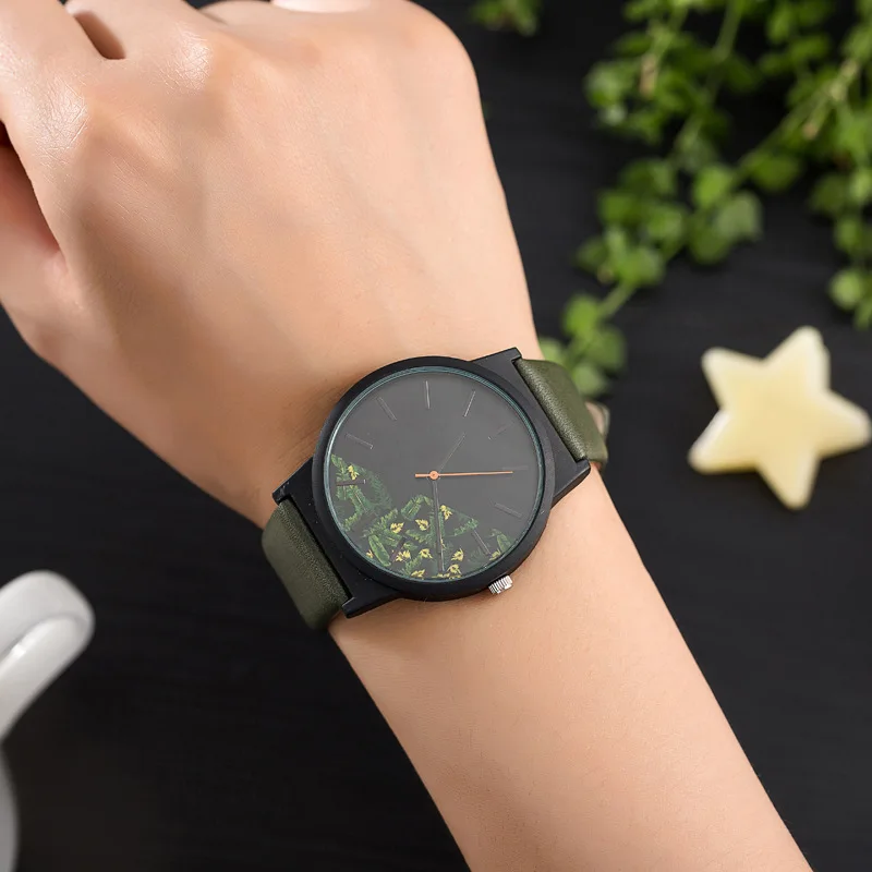 Новинка 2017 года модные женские туфли с цветочным принтом часы Для женщин Кожаные