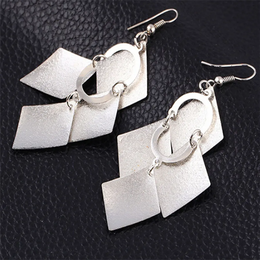 HOT Brand High Quality 1Pair Women Alloy Rhombus Leaves Earings Eardrop Jewelry 102510 | Украшения и аксессуары