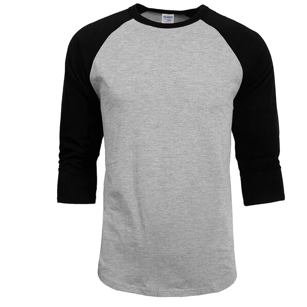 Grey Black Новинка, модная футболка, Мужская Дизайнерская футболка с круглым вырезом, мужская повседневная футболка из хлопка с рукавом 3/4,, Мужская футболка с рукавом реглан - Цвет: Grey Black