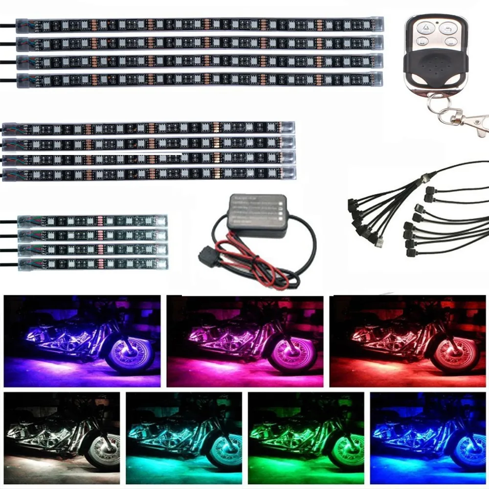 12 шт. RGB светодиодная рамка светящиеся многоцветные огни Чоппер гибкие неоновые