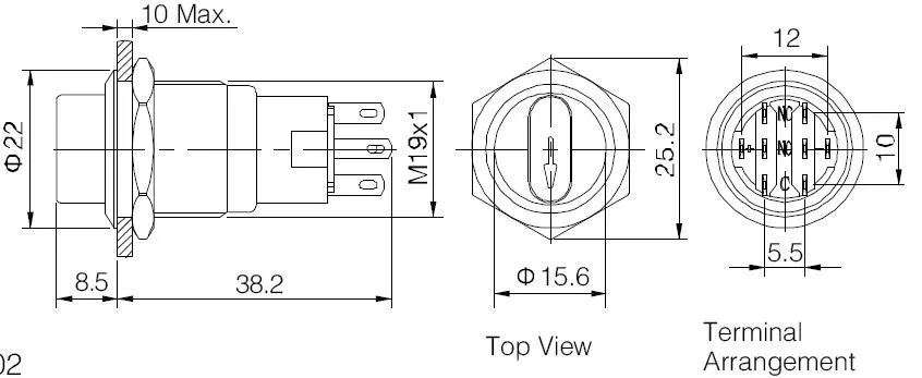 ONPOW 19 мм металлический переключатель с подсветкой LAS1-AGQ-11X/21/R/12 V