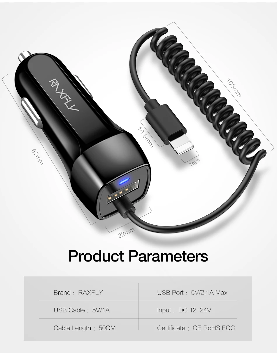 RAXFLY USB автомобильное Зарядное устройство для iPhone X 8 7 Зарядное устройство с микро Тип usb C освещения кабель для samsung Galaxy S8 s9 Каррегадор адаптер зарядка для телефона зарядное устройство