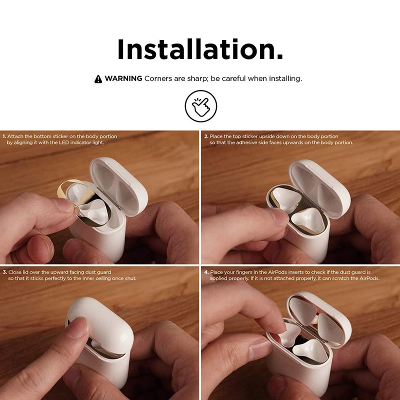 Ультратонкая защита для кожи AirPods 1 2 металлическая пленка железные стикеры