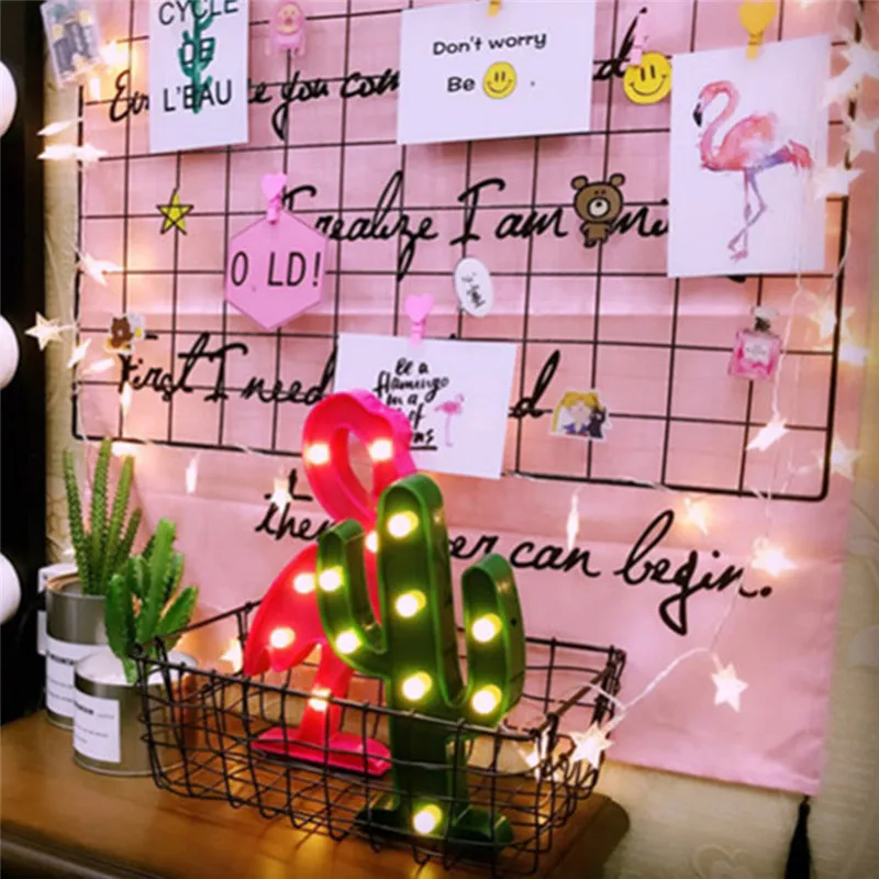 3D Flamingo Pineapple Cactus Cloud Night Light Plastic LED Lights Kids Room Bedroom Bedside Party Wedding Decoration Decoration