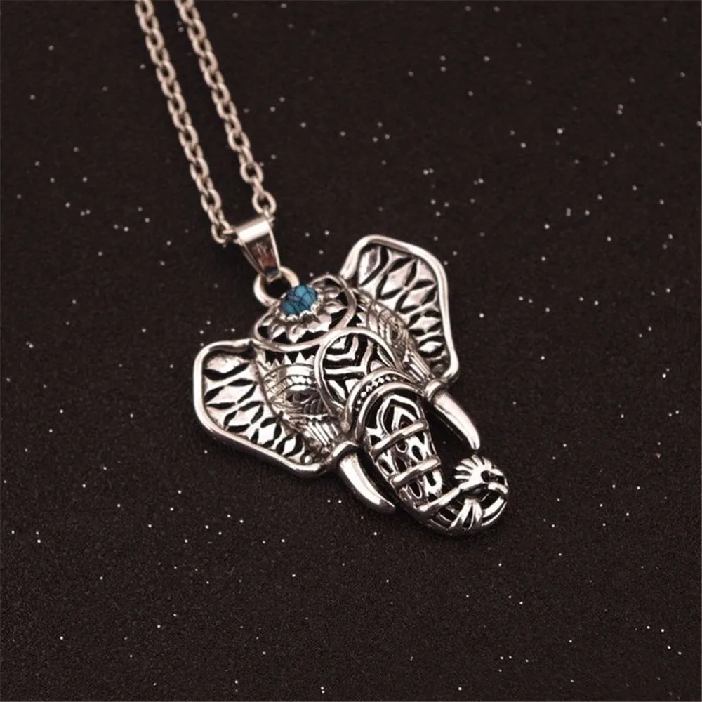 Новый голубой камень слон ожерелье Богемия Bijoux Collare бар Бохо антикварное колье |