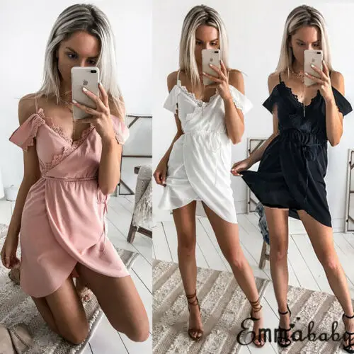 2019 Women arrival Summer Short Mini Dress Casual Sleeveless V Neck | Женская одежда