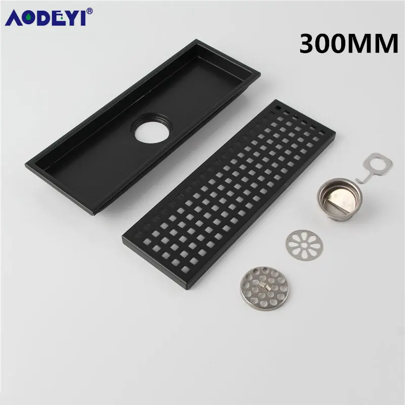 AODEYI черный SUS 304 Нержавеющая сталь душ напольный сливной фильтр, 4,3/6/12 дюйма квадратная сетка к протиранию, поглощающие запах спортивные Трубы 11 222 - Цвет: Grid A 300mm