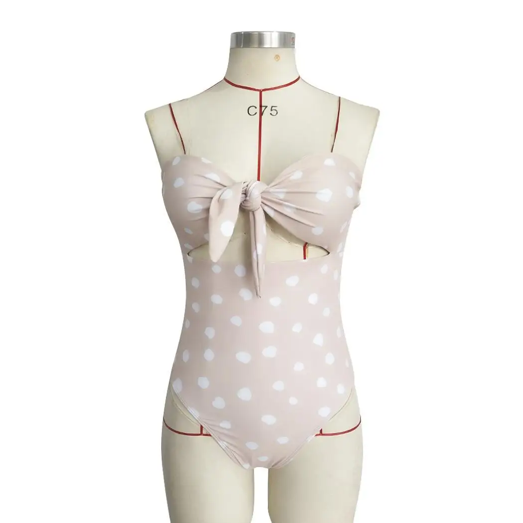 Женская Повседневная без бретелек рукавов с принтом в горошек Пляжная есть