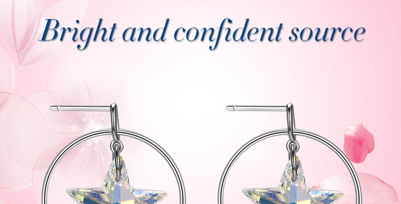 Перфорированный Круглый кристалл звезды от Swarovski Висячие серьги для женщин 925 стерлингового серебра уха аксессуары красивые украшения Свадебная вечеринка