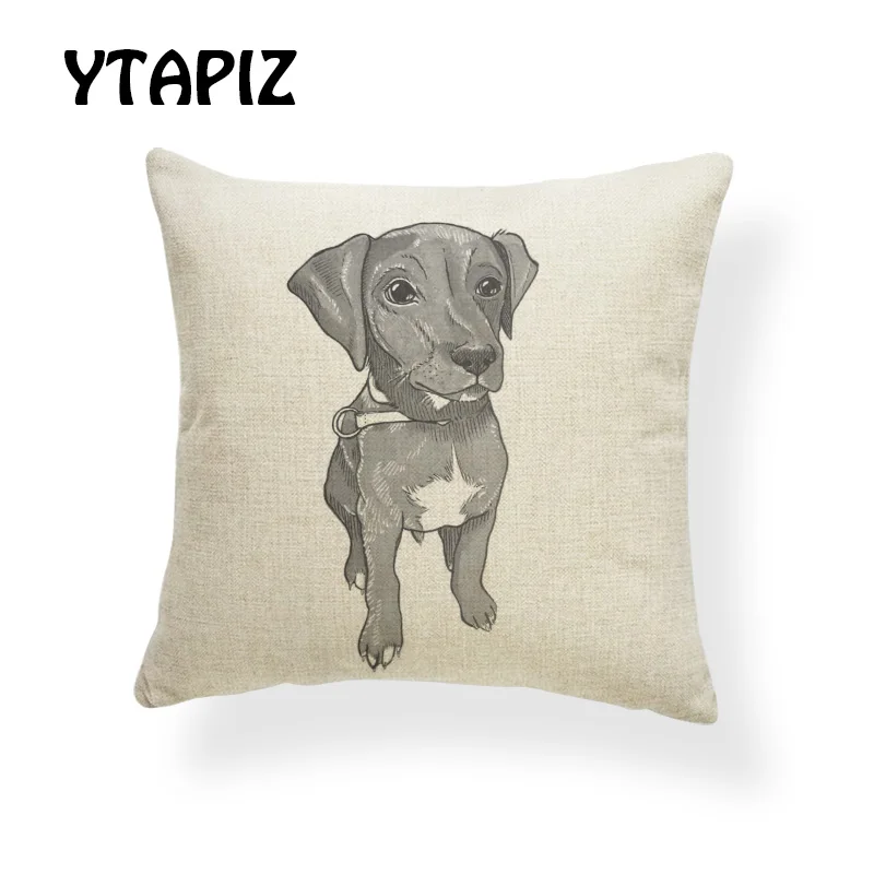 8 Простой Эскиз Портрет Whippet такса американский стаффордширский терьер микс подушки набор 45X45 см полиэстер диван декор подушки - Цвет: 8