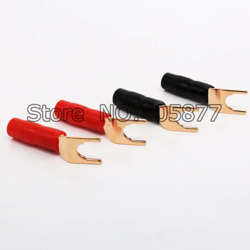 

Pure Red Copper Spade Plug Speaker Cable Spade Connector Terminal Plug