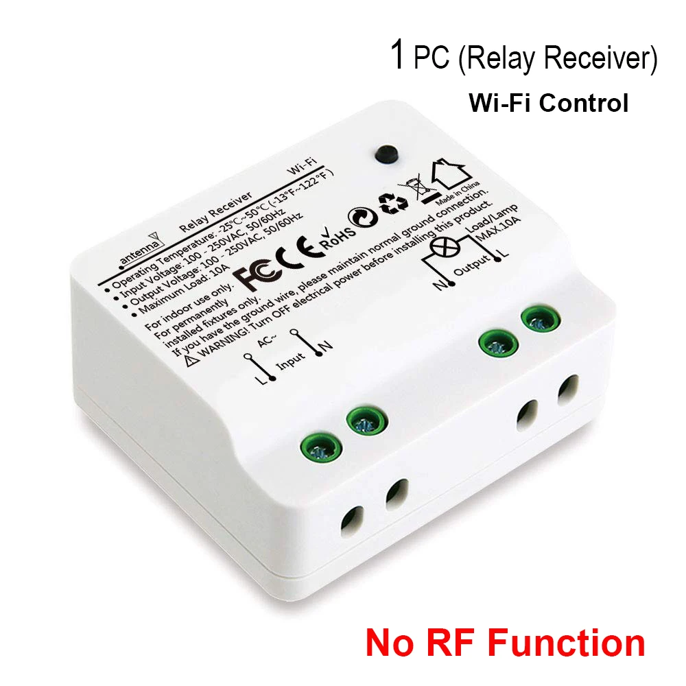 Wifi смарт-коммутатор 2500 Вт wifi реле Таймер RF433 кинетический автономное Голосовое управление работа с Alexa Google IFTTT Smart Life - Цвет: 1 Relay Receiver