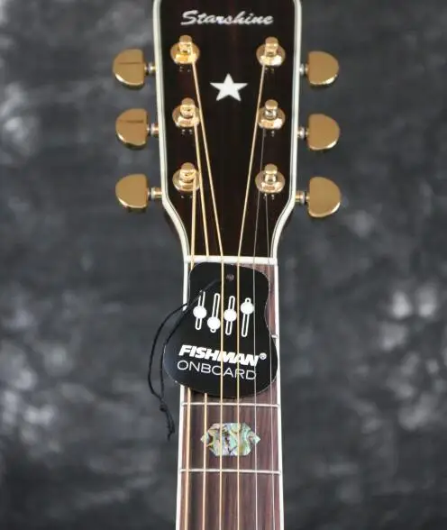 Starshine sr-rs-d45a акустической Гитары Гровер тюнер Массив ель Топ Фишман EQ золотистой