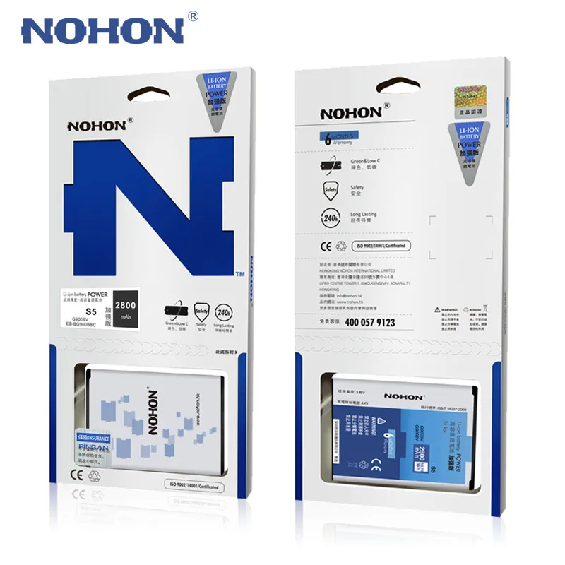 Оригинальный nohon аккумулятор EB BG900BBC для Samsung Galaxy S5 G900f G900v G900t G900p G870 G9006V G900R4 Замена
