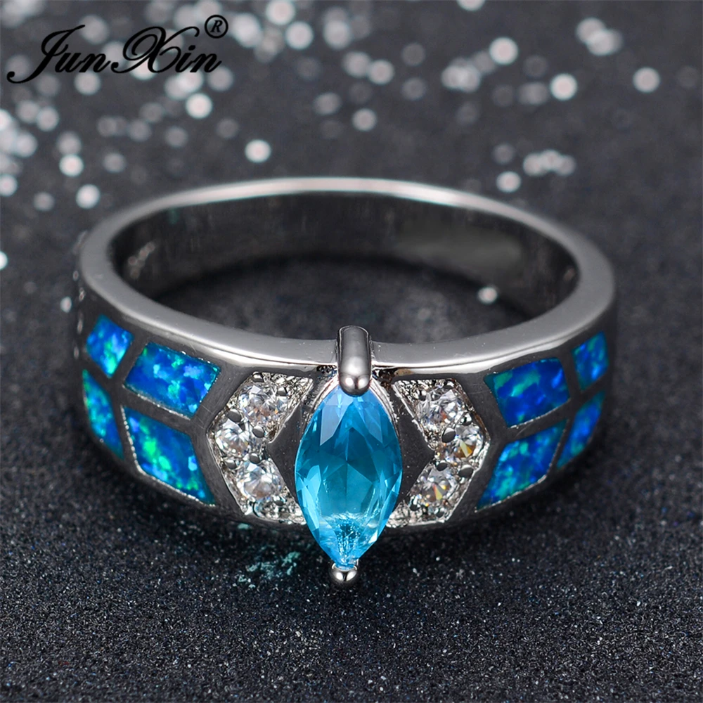 JUNXIN 2017 женское кольцо с голубым огненным опалом модное Золотое ювелирное изделие