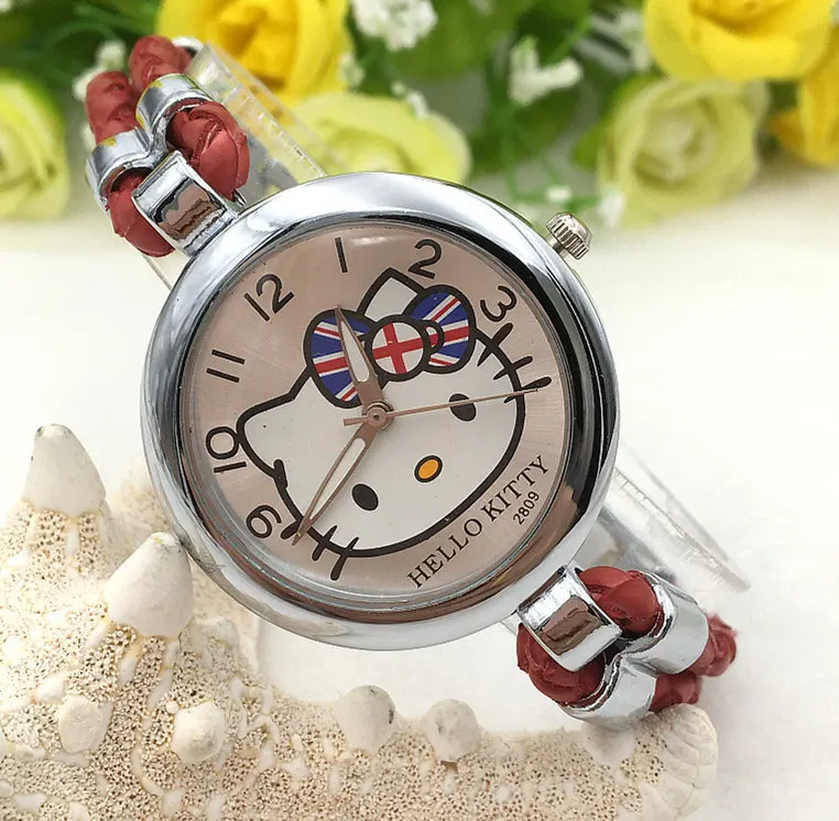 Модный рисунок «hello Kitty» увидите прекрасные девочек с изображением котенка из мультфильма «Хелло Китти», с героями мультфильмов в Корейском стиле следить за их для присмотра за детьми - Цвет: Красный
