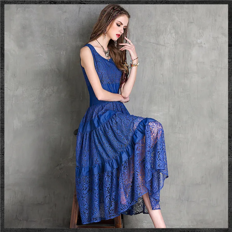 Кир бренд Лето 2017 г. Новый Для женщин Кружево платье чешские тонкий шить | Женская