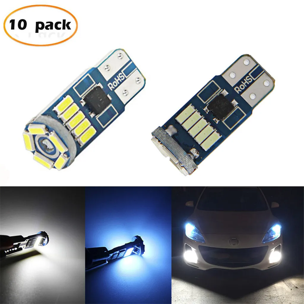 10 шт. светодиодный светильник для автомобиля T10 4014 15SMD салона купола Чтения