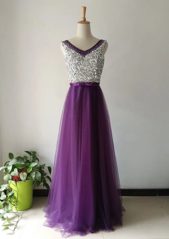 purple Vestidos de Fiesta Длинные вечерние платья королевский синий тюль ТРАПЕЦИЕВИДНОЕ официальное длинное платье с круглым вырезом размера плюс - Цвет: purple