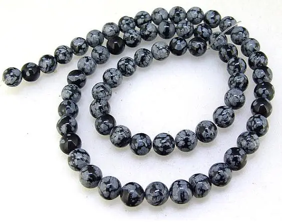 

Unique Pearls jewellery Charm Snowflake Jade Round 6mm Gemstone Beads 15'' One Full Strand For Your Handwork Jewelry LC3-217