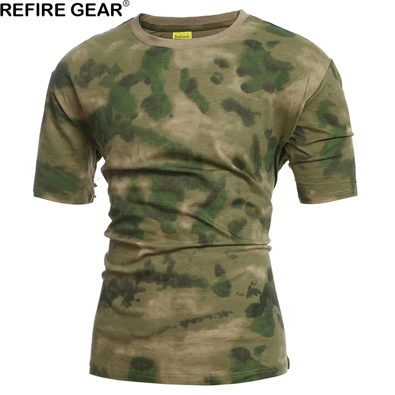 Мужские быстросохнущие футболки Refire Gear хлопковые камуфляжные рубашки в