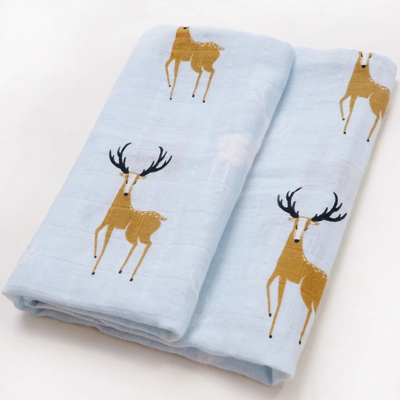 deer Muslinlife, органический хлопок, для новорожденных, пеленание, мягкое, детское одеяло, детские нагрудники, для младенцев, накидка, многофункциональная, Манта, кобертор, бандана, шарф-ушанка - Цвет: deer