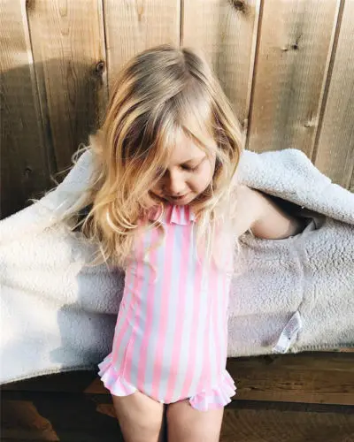 2018 летние розовые полосатые милые для маленьких девочек бикини купальник