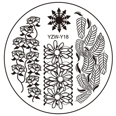 yzwle штамповочные пластины для ногтей кружевной цветок Леопардовый узор для ногтей штамп штамповка шаблон и форма для ногтей трафаретные гвозди инструмент - Цвет: Y18