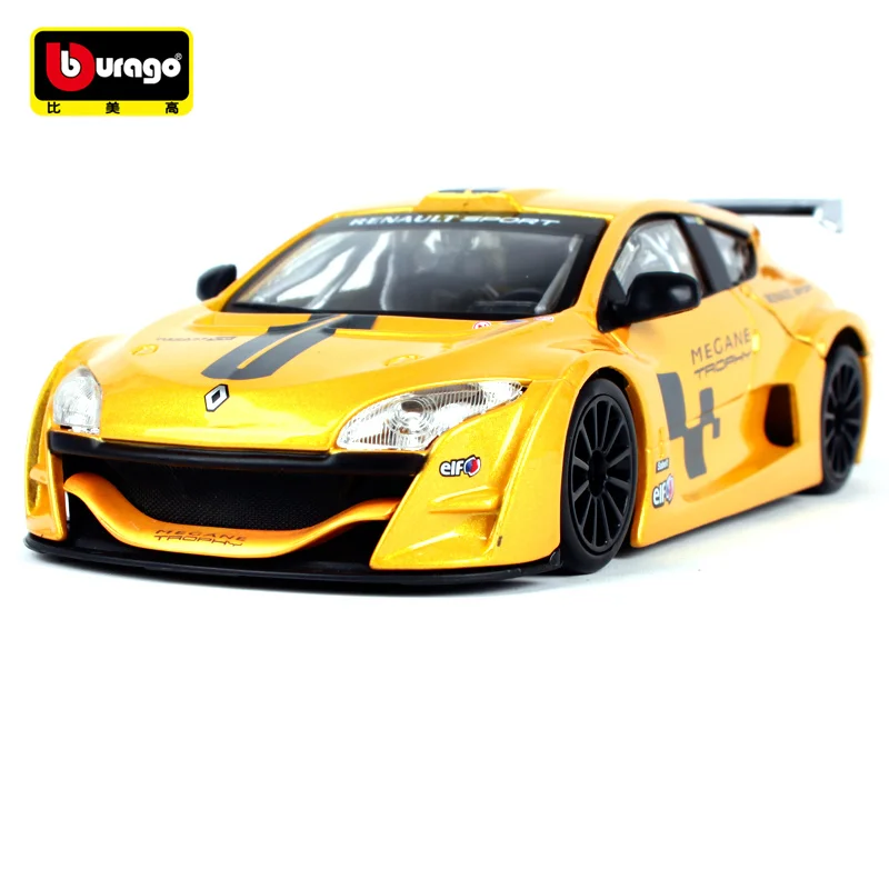Bburago 1:24 RENAULT MEGANE TROPHY желтая машина литья под давлением 180*82*54 мм собранные модели