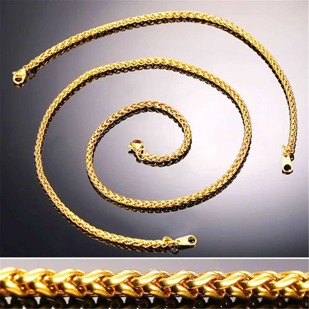 Цепочка из пшеницы 3 мм ожерелье и браслет для мужчин нержавеющая сталь