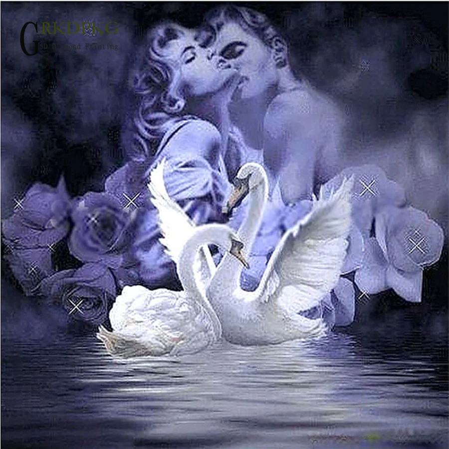 

GRKDPKJ 5d diamond painting full diamond square diamond embroidery cross stitch picture living room decoration love movie swan