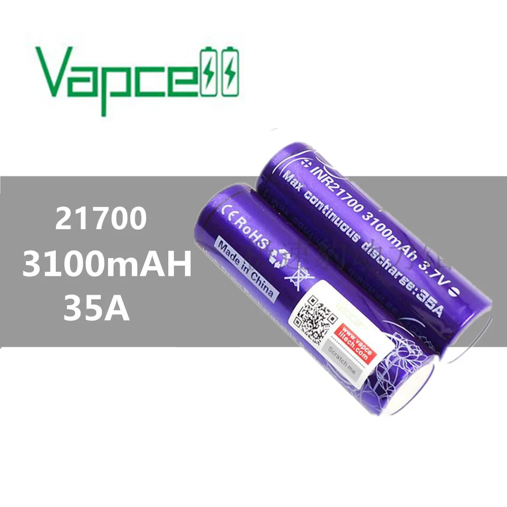 2 шт. VAPCELL INR21700 3100 мАч 35A большой дымовой электронный мощный электрический