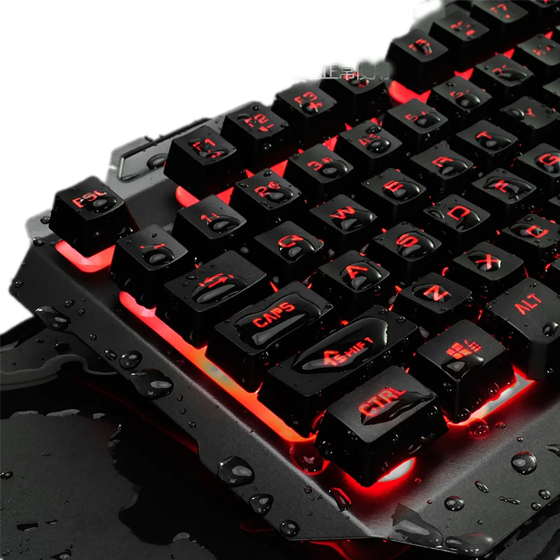 Проводная игровая клавиатура с подсветкой металлическая панель 3 цвета USB