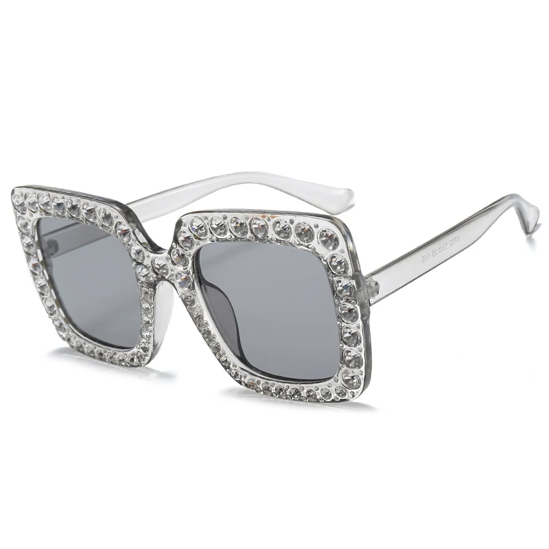 c3 clear gray HBK Роскошный итальянский бренд негабаритных солнцезащитных очков Квадратные Солнцезащитные очки для женщин Ретро Алмаз большая затененная оправа женские розовые oculos - Цвет линз: c3 clear gray