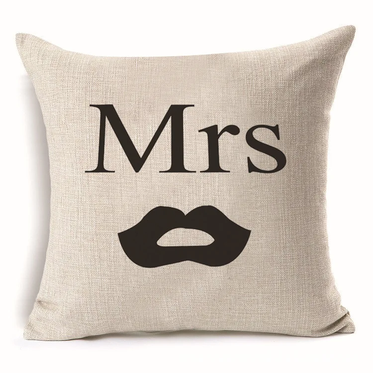 45*45 см, наволочка для подушек из хлопка и льна с надписью Love Mr Mrs, декоративная наволочка для дома, свадебное украшение, декоративная наволочка 40247 - Цвет: G