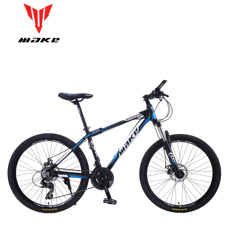 black blue Mountain Bike MAKE 26" 24 Speed Disc Brakes Aluminium Frame - Цвет: black blue
