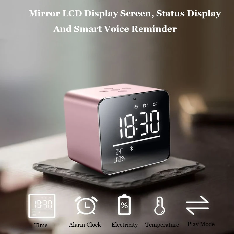 HLTON металлический Bluetooth беспроводной динамик двойной будильник температура