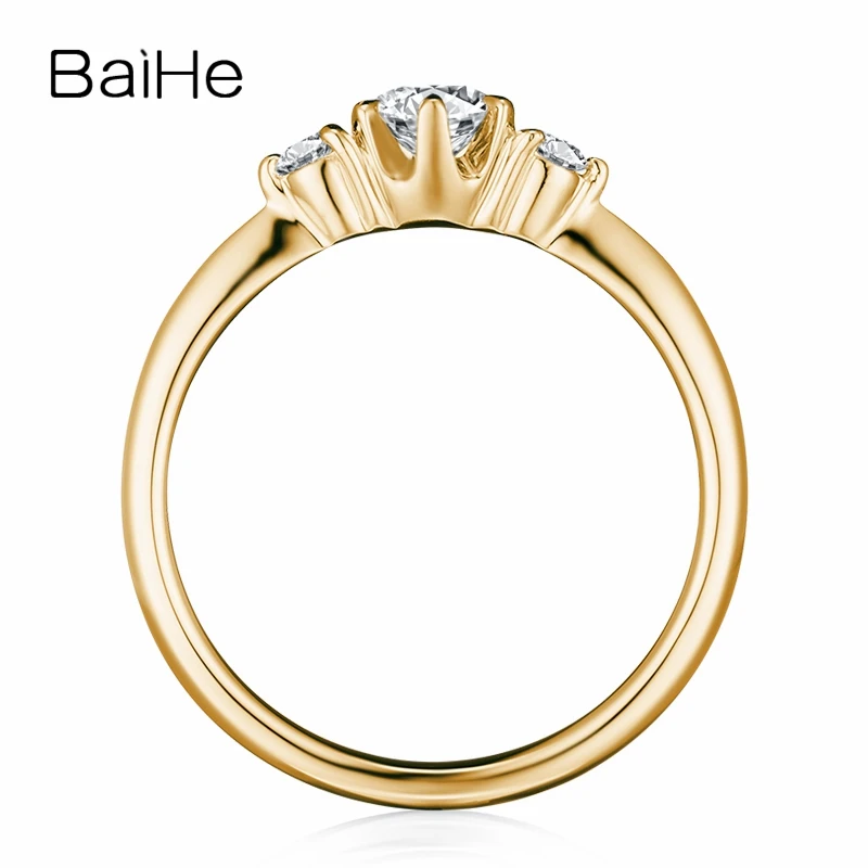 BAIHE Solid 10 K белое золото(AU417) сертифицировано 0.25ct круглый вырез Трендовое Обручальное кольцо свадебный женский подарок ювелирные изделия кольцо