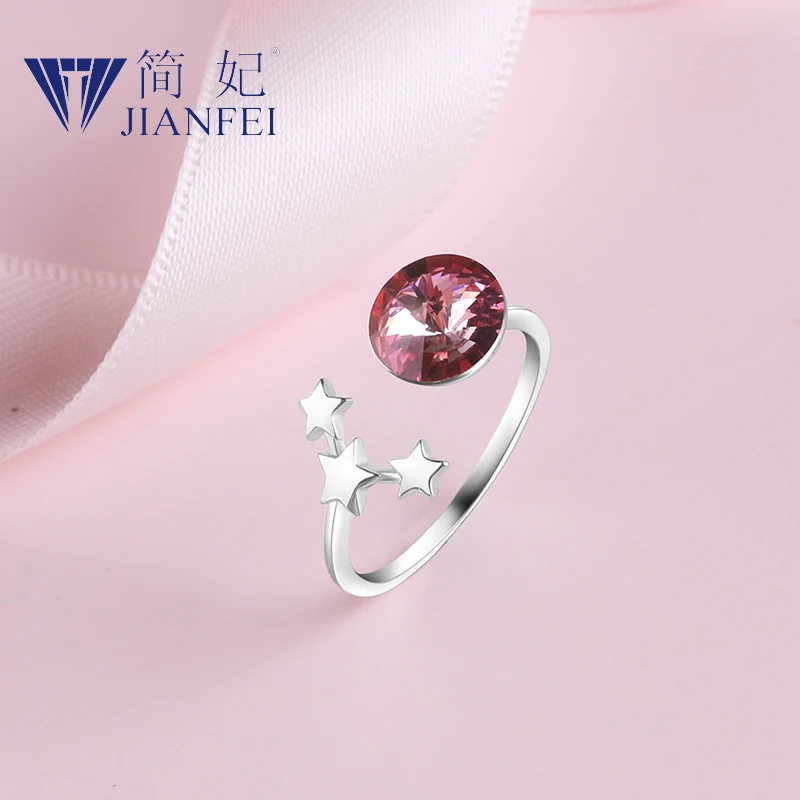 Red gem 925 sterling silver ring Open loop for Women Girls Jewelry Adjustable Size Finger Ring 6 | Украшения и аксессуары