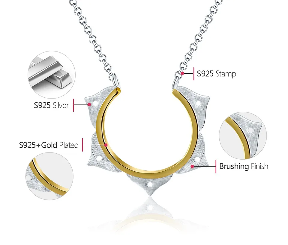 Lotus Fun Real 925 Sterling Silver Handmade Designer Fine Jewelry Creative Minimalist Lotus Flower Necklace for Women