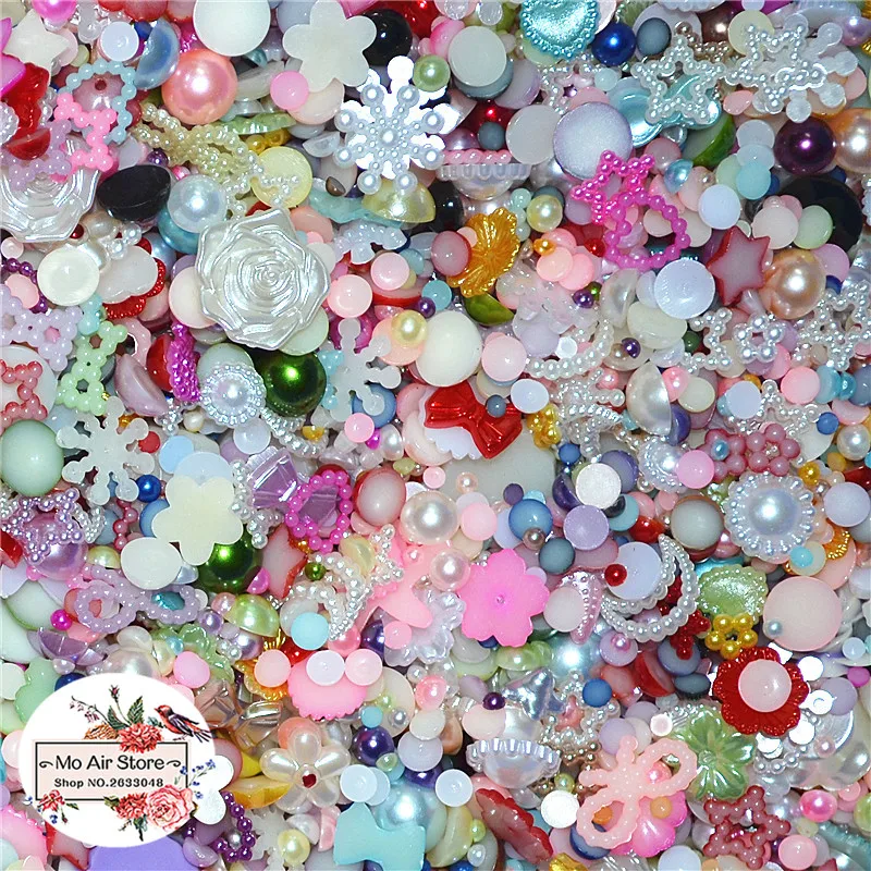 500 шт./лот разноцветные жемчужные бусины в форме цветка из АБС пластика с плоским