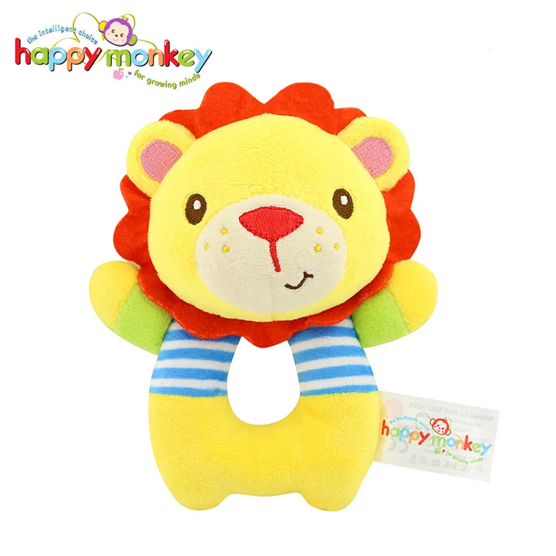 Lion Мягкие плюшевые мягкие детские погремушки игрушки для детей 0-12 месяцев милые животные развития развивающий подарок счастливой обезьяны - Цвет: Lion
