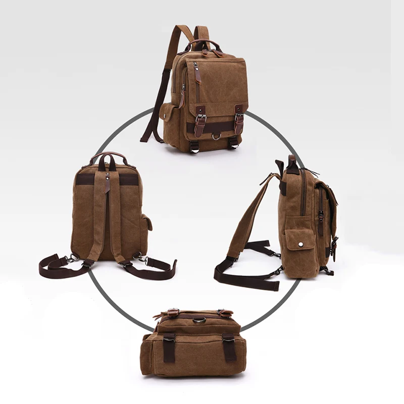 Мужской рюкзак винтажный холщовый для путешествий дизайнерская школьная сумка