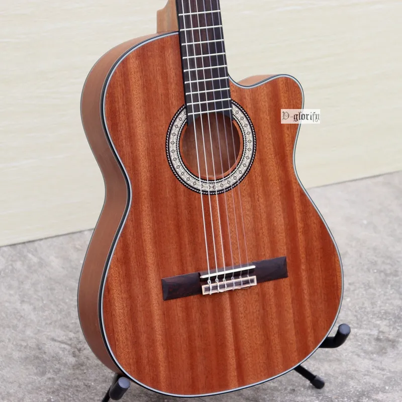 Cutway тонкий корпус Классическая гитара полный красное дерево